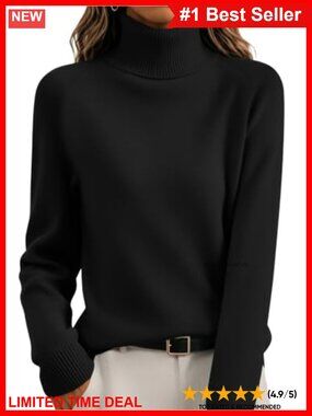 Zeagoo Womens Turtleneck Pullover Sweater Ribbed Knit Long Sleeve Fall Winter